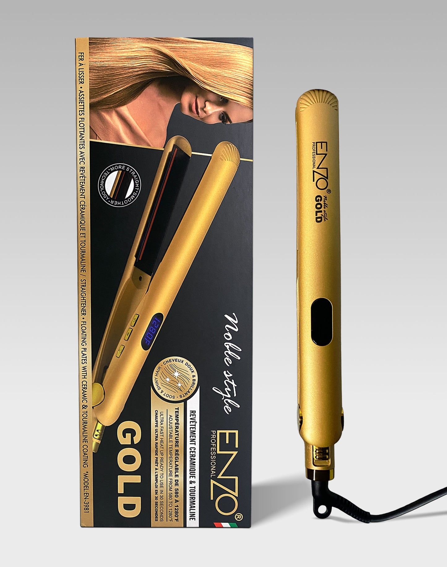 ENZO PROFESSIONAL Lisseur professionnel 1280F pour kératine et Protéine Gold En 3981